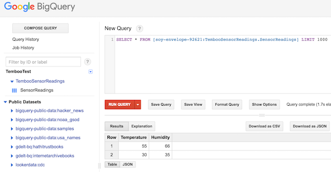 BigQuery results