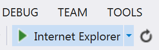 Screenshot of Debug button in the Visual Studio toolbar