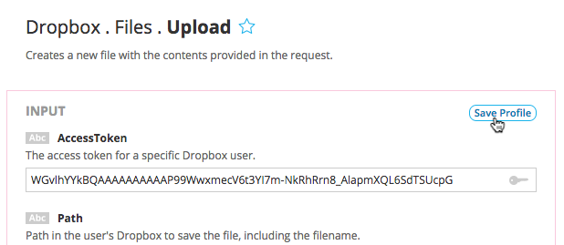 Saving credentials to a Temboo Profile