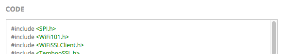 The code generated by Temboo for your WiFi Shield application